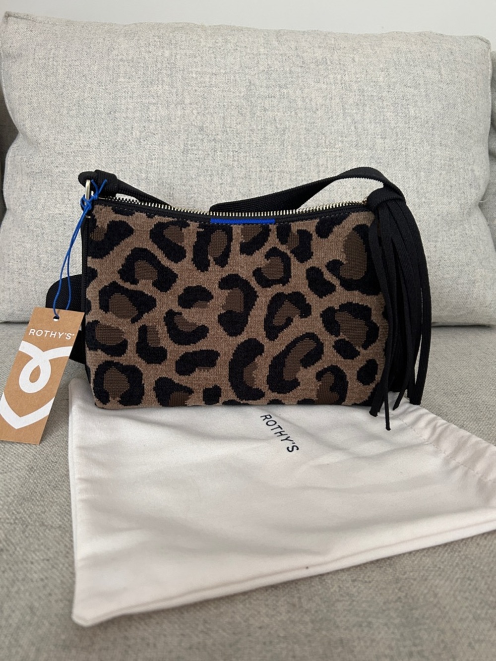 Rothy's Leopard Print Crossbody Bag in Brown and Black